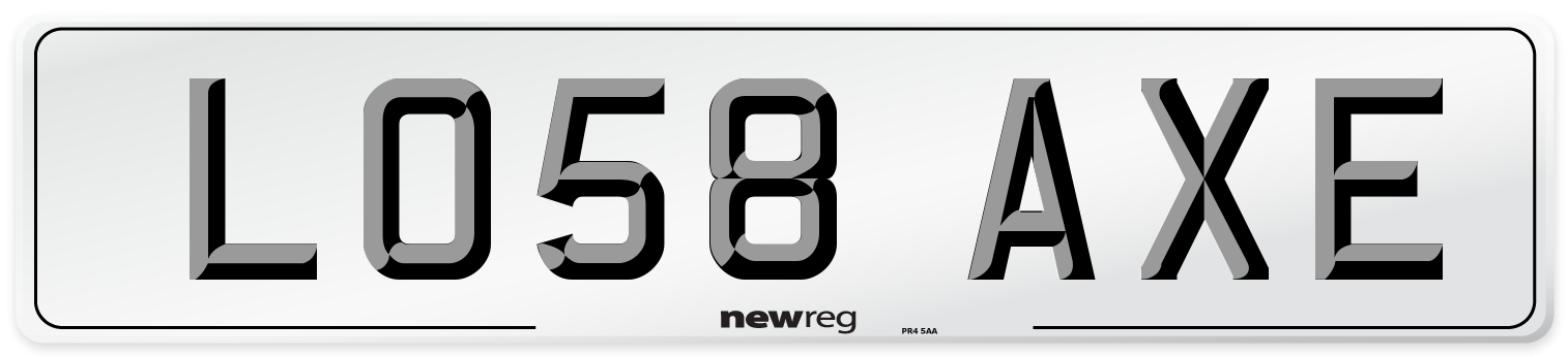 LO58 AXE Number Plate from New Reg